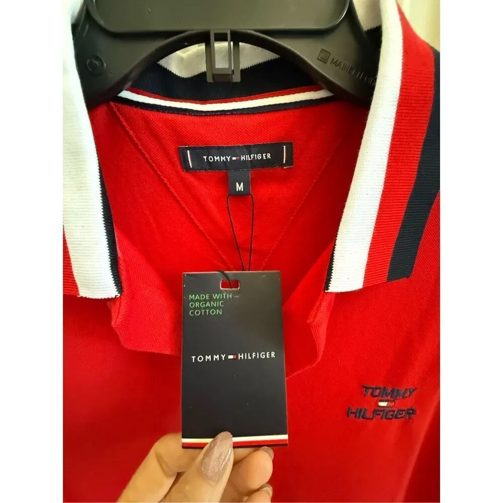NWT Tommy Hilfiger men polo shirt, regular fit, red.  Size M - Picture 4 of 9